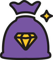 Bag of Treasure with Diamond - Symbol of Wealth, Prosperity and Achievement