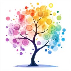 pastel tree icon in bubble-like shapes, white background