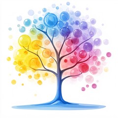 pastel tree icon in bubble-like shapes, white background