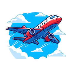 Red Passenger Jet in Flight