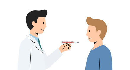 Fototapeta premium Doctor taking patients temperature with a digital thermometer.