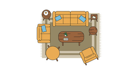 living room layout plan illustrating furniture arrangement and interior design on a rug suitable for home decor blogs and real estate marketing.