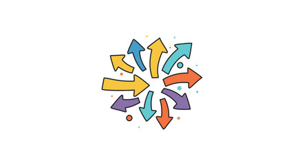 multiple directions arrows pointing outward symbolizing choices and diverse paths ideal for illustrating growth and decision-making in business strategies