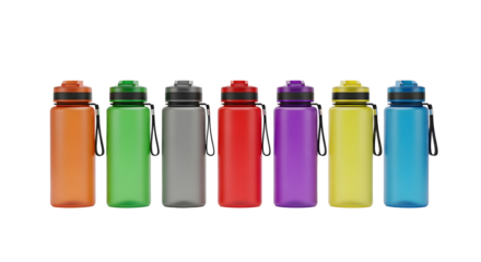 Colorful Sports Water Bottle Set Mockup for Fitness and Outdoor Branding