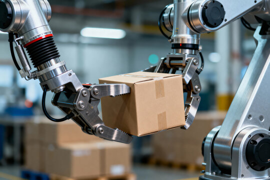Robotic Arm Gripper Holding Package