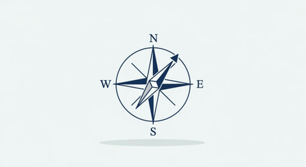 Simple navy blue compass rose icon showing cardinal directions north east south west