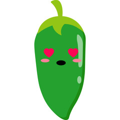 Cute Green Chili Pepper Character Illustration