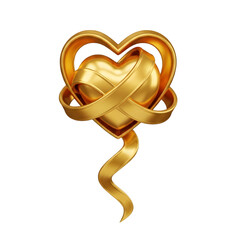 "Golden Heart with Ribbon"