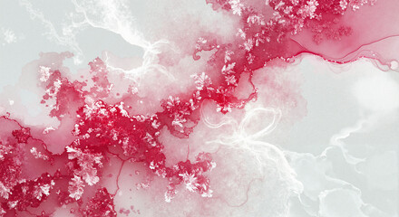 Abstract red and white fluid art with organic patterns  