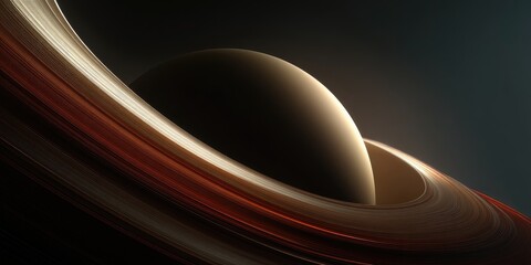 A glowing planet encircled by rings in deep space, creating a cosmic scene