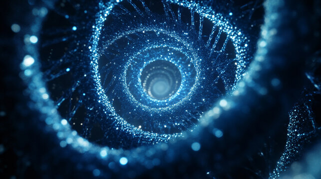Abstract digital blue glowing eye or dna spiral structure background - Powered by Adobe