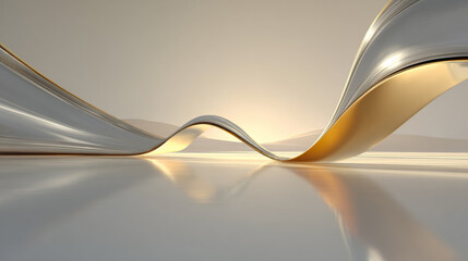 Abstract smooth gold and silver liquid wave curves background