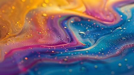 Colorful abstract liquid marble background with glitter.
