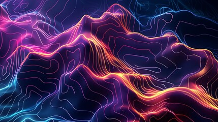 Abstract digital landscape with vibrant neon color gradients and flowing lines.