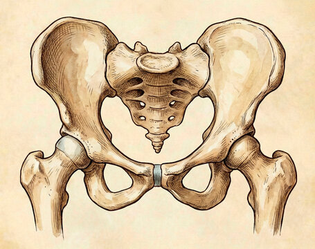 Vintage Anatomical Illustration of the Pelvis Structure without Text Labels