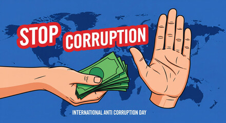 Promote ethical business practices with a powerful anti-corruption message, highlighting global integrity and the fight against bribery on International Anti-Corruption Day