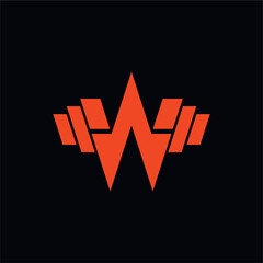 Letter W Fitness Gym Logo Design. Barbel Sports Vector Icon, Modern professional letter W for sport teams