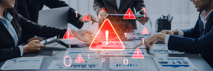 Concept of a critical security warning and system error. This alert signifies a significant...