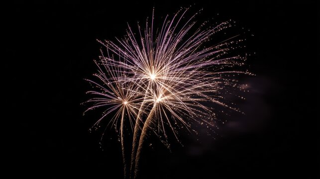 Spectacular purple fireworks display against night sky