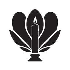 Candle Flame Amidst Elegant Petals Symbol of Serenity, Light, and Spiritual Reflection.