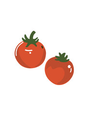 two fresh red tomatoes isolated food illustration