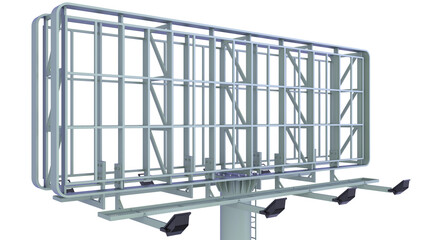Billboard Advertising - Billboard Construction Design - Structure, truss. 3D rendering isolated on white background. Ideal for educational, engineering, and industrial design projects.