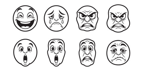vector set of black and white painted faces