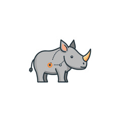 Obraz premium Stylized rhinoceros illustration showcasing minimal design principles with interconnected dots