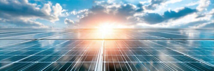 Solar Panels Reflecting Sunlight And Sky Clean Energy Generation Renewable Power Source Sustainable Technology