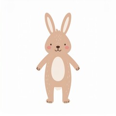cartoon rabbit, minimalist flat hand-drawn lines, muted pastel colors, kids illustration style, white background
