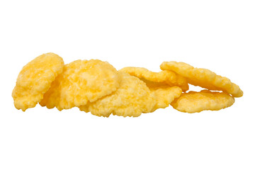 Crispy golden cornflakes, clipping path, isolated on a transparent background.