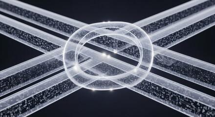 Futuristic technology innovation and advancements visualized in a digital network abstract background