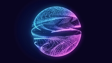 Abstract twisted, cosmic wormhole. Technology background. Data network. 3D rendering.