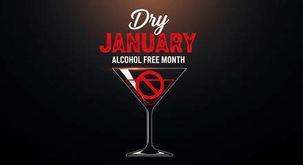 Embrace a healthy lifestyle this year with Dry January, the alcohol-free challenge for a brighter, healthier you, featuring a non-alcoholic drink symbol