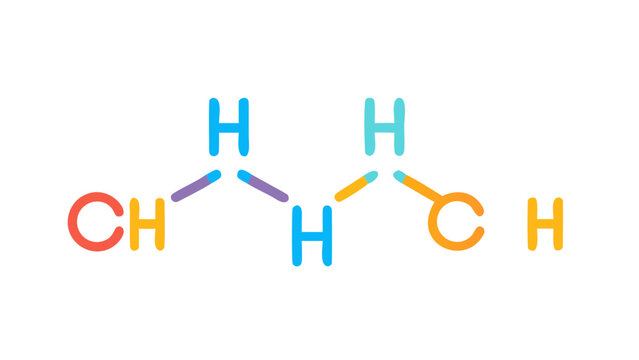 Illustration of a Pentane Molecule Chemical Structure in Bold Lines