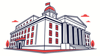 A government building icon illustration with bold lines