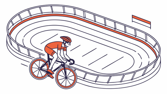 Cyclist on bicycle racing on a velodrome track - Powered by Adobe