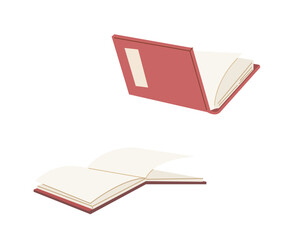 Opened books isolated on white background. Illustration of notebook, studying, school, homework, reading, library. Flat vector illustration.