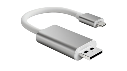 Portable digital storage accessory with a black and silver USB flash drive isolated on a white background for data transfer