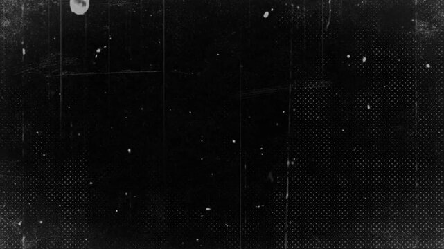 Black and white overlay texture of film grain, dust, scratch, and light leak for vintage effect 4k video