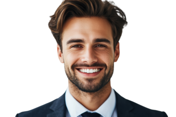 Smiling confident man in blue suit portrait
