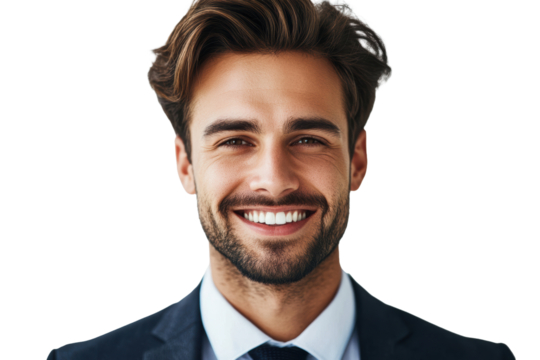Smiling confident man in blue suit portrait
