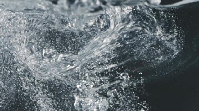 Ultra slow motion turbulent clear liquid stirs creating refractive distortion and complex shimmering optical opacity effects water, dynamic, optical