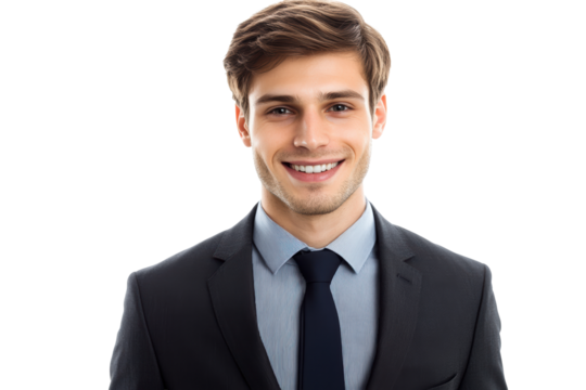 Businessman in black suit smiling portrait
 - Powered by Adobe