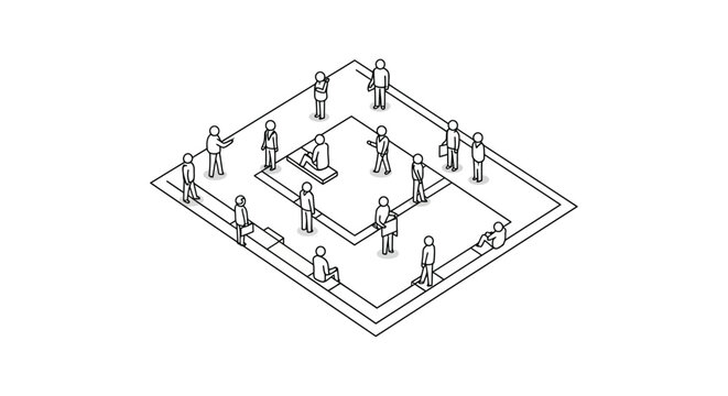 office meeting diagram illustrating teamwork collaboration in modern office promoting communication problem-solving perfect for business presentations