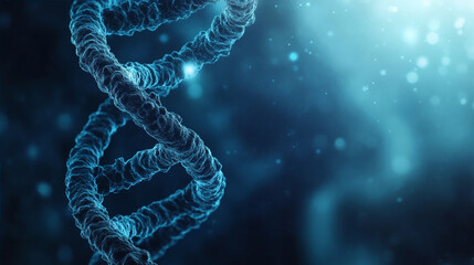 Blue glowing double helix DNA strand structure medical science concept