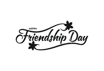 Elegant happy friendship day calligraphy with maple leaves decoration