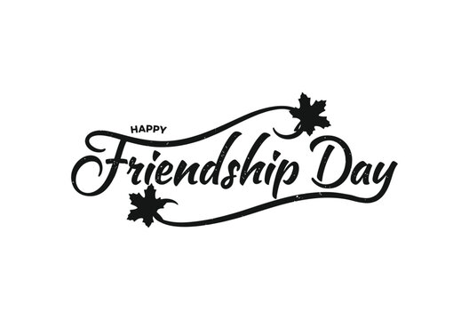 Elegant happy friendship day calligraphy with maple leaves decoration - Powered by Adobe