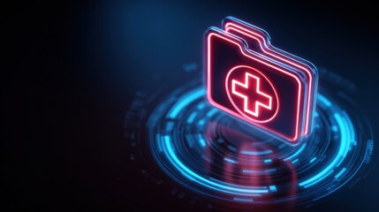 Secure Medical Data Icon Symbolizes Protection of Patient Files and Hospital Privacy Technology in Digital Health