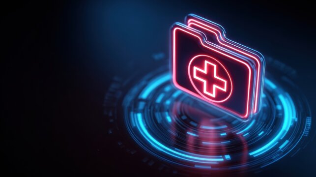Secure Medical Data Icon Symbolizes Protection of Patient Files and Hospital Privacy Technology in Digital Health